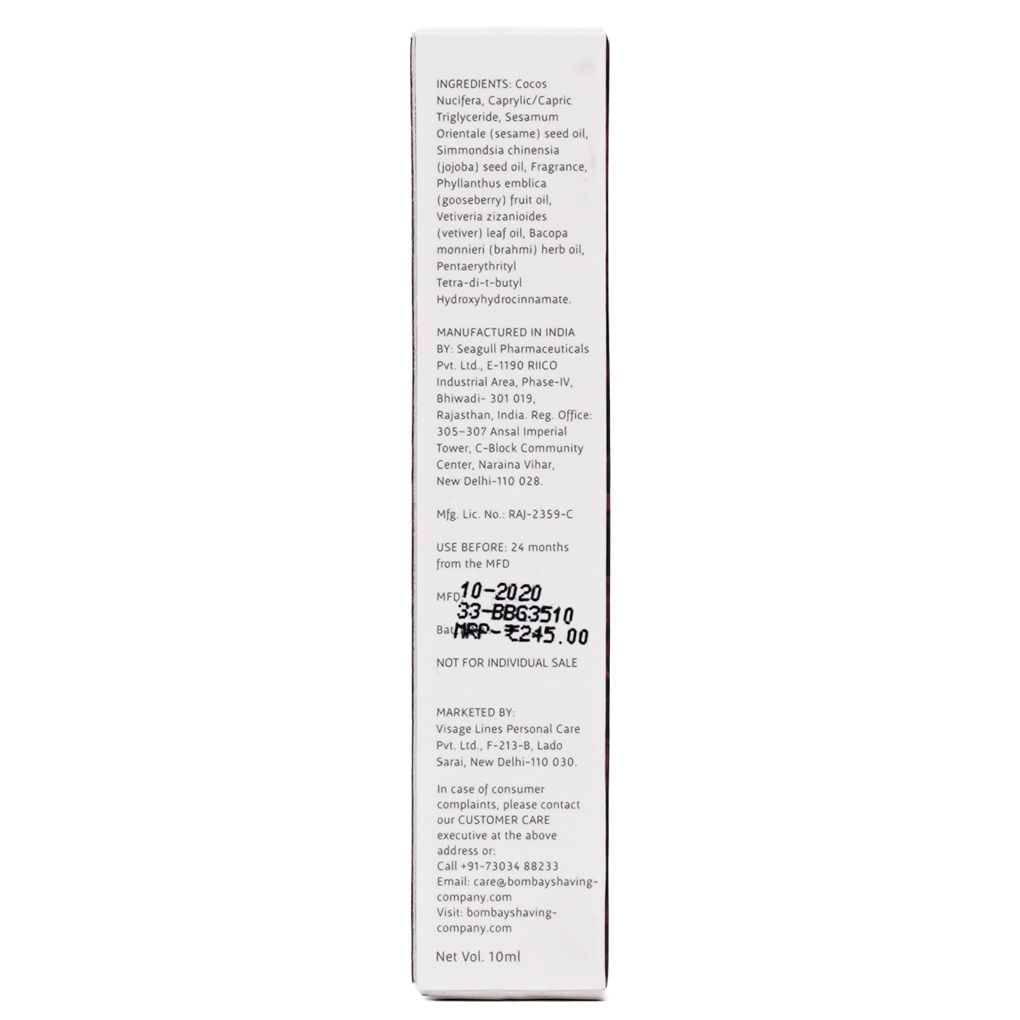 Beard Growth Roll-on box back side