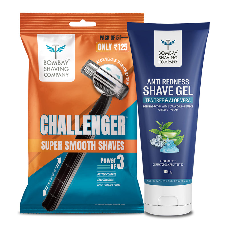 Challenger Razor (Pack Of 5) & Shaving Gel Combo