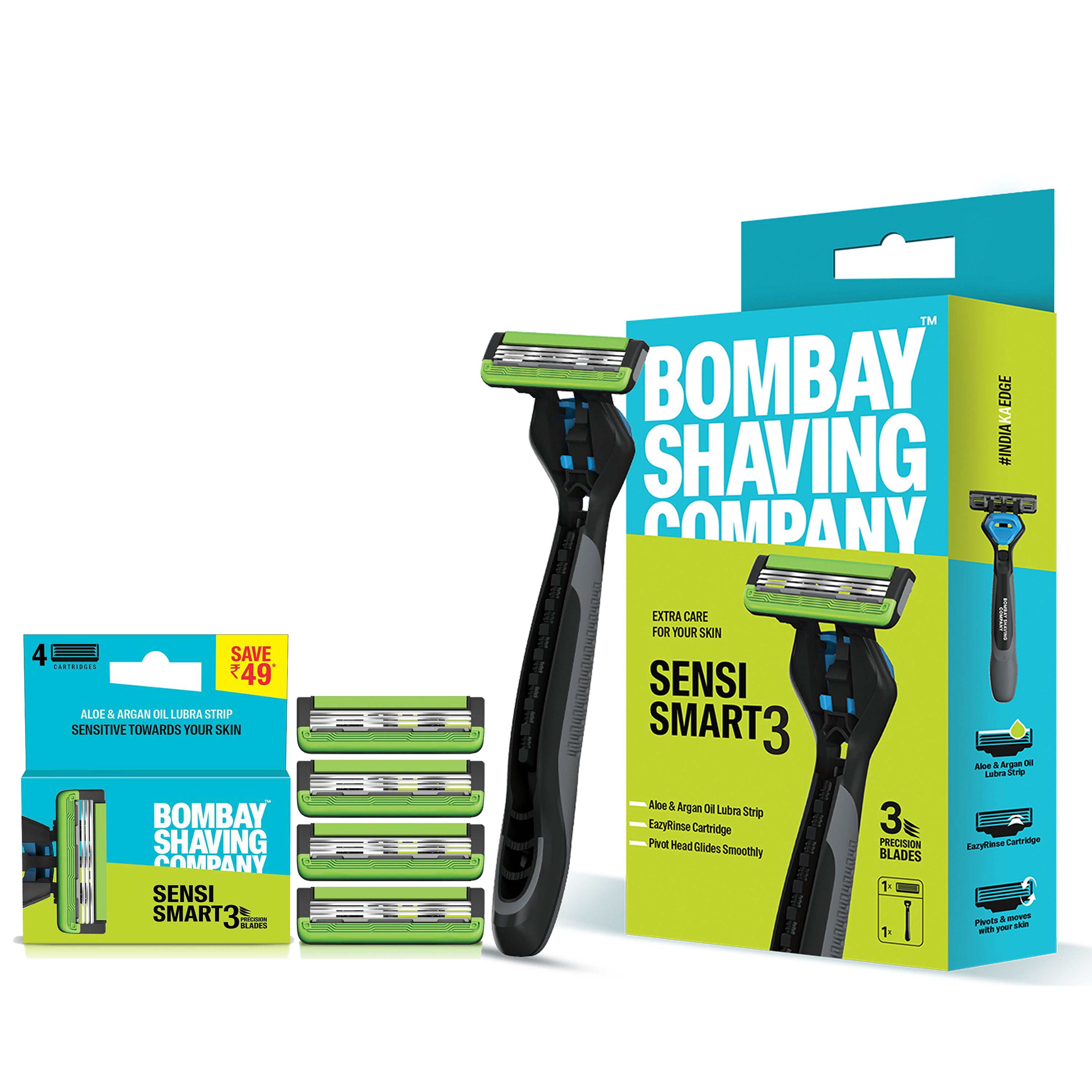 Sensi Smart3 Value Pack (Razor + 4 Cartridges) – Bombay Shaving Company