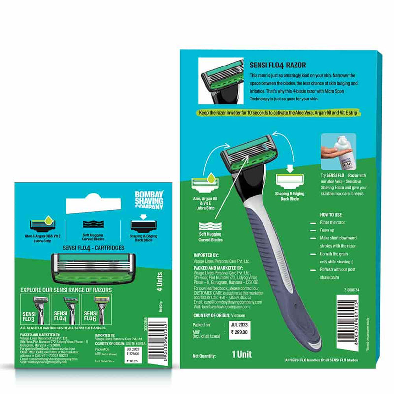 Sensi Flo4 Razor & Cartridges (Pack of 4)