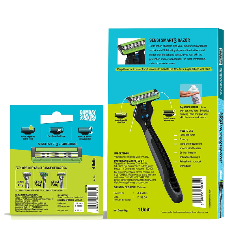 Sensi Smart3 Razor & Cartridges (Pack of 4)