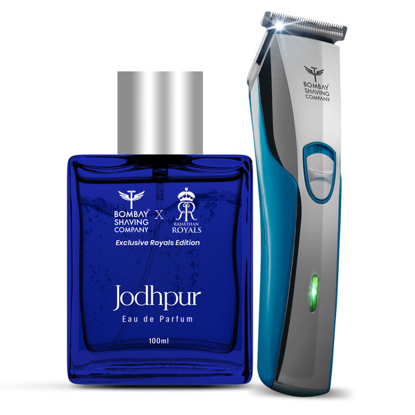 Classic Grooming Combo With Electric Blue Trimmer & Jodhpur Perfume