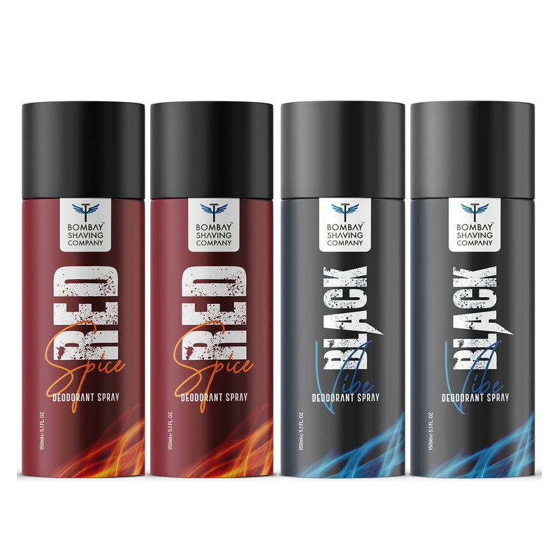 Red Spice & Black Vibe 150ml x 4 Combo Deodorant Spray For Men