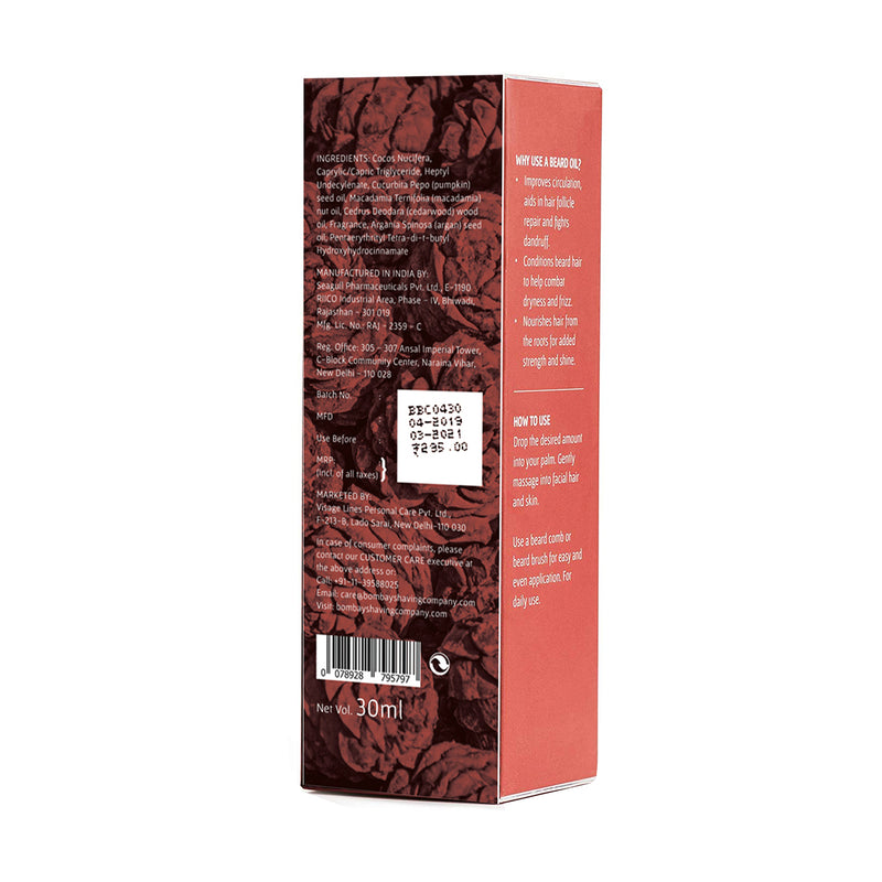 Beard Oil Cedarwood 30ml box back side