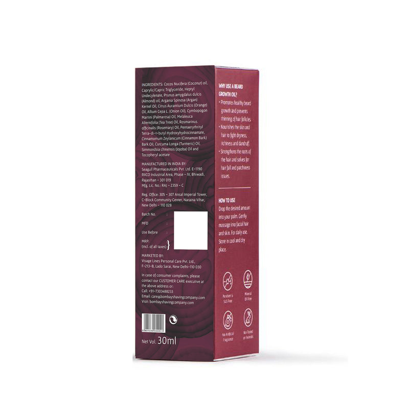 Beard Growth Oil Onion 30ml box back side