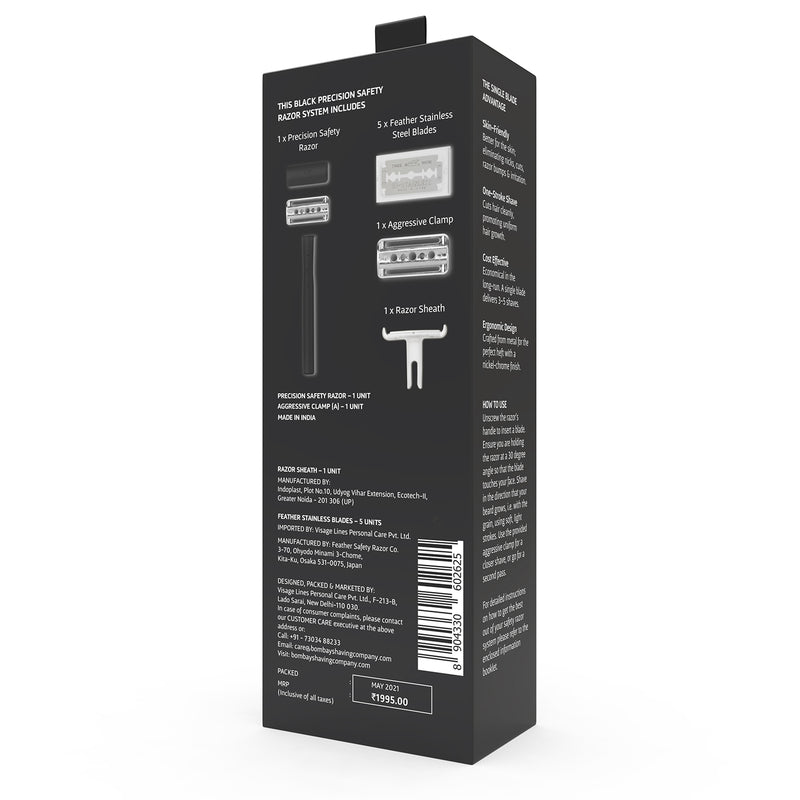 Black Metal Precision Safety Razor for Men